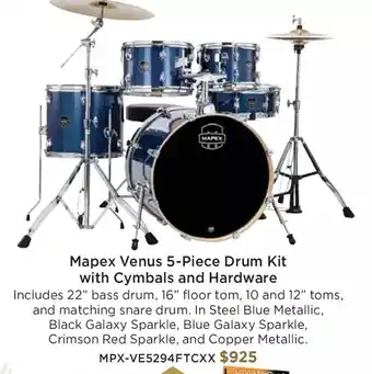 Long & McQuade Mapex venus 5-piece drum kit with cymbals and hardware offer