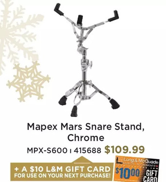 Long & McQuade Mapex mars snare stand, chrome offer