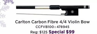 Long & McQuade Carlton carbon fibre 4/4 violin bow offer