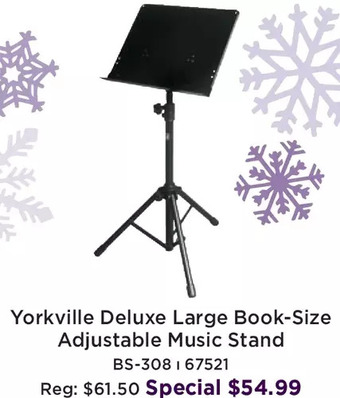 Long & McQuade Yorkville deluxe large book-size adjustable music stand offer