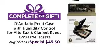 Long & McQuade D'addario reed case with humidity control for alto sax & clarinet reeds offer