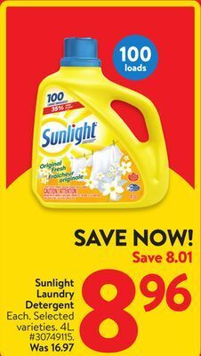 Walmart Sunlight laundry detergent offer