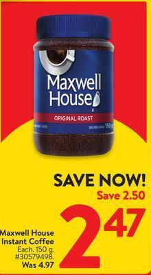 Walmart Maxwell house instant coffee offer
