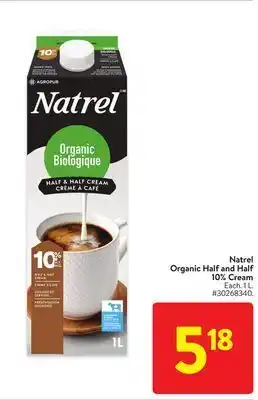 Walmart Natrel organic half and half 10% cream offer