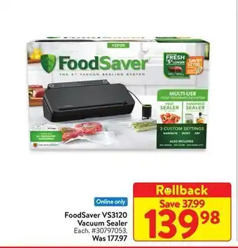 Walmart Foodsaver vs3120 vacuum sealer offer