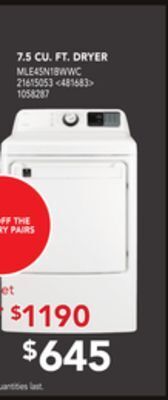 Lowe's Midea 7.5 cu. ft. dryer offer