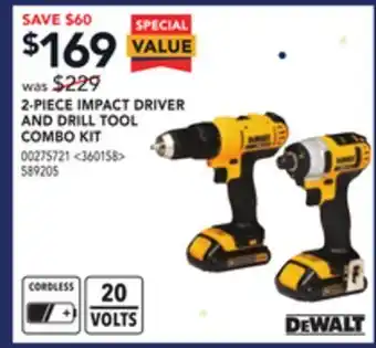 Lowe's Dewalt 2-piece impact driver and drill tool combo kit offer