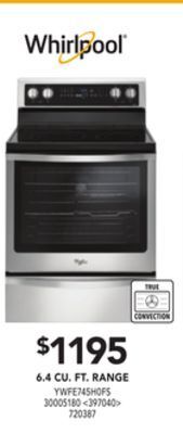 Lowe's Whirlpool 6.4 cu. ft. range offer