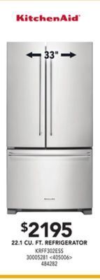 Lowe's Kitchenaid 22.1 cu. ft. refrigerator offer