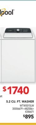 Lowe's Whirlpool 5.2 cu. ft. washer offer