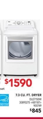 Lowe's Lg 7.3 cu. ft. dryer offer