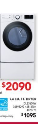 Lowe's Lg 7.4 cu. ft. dryer offer