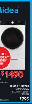 Lowe's Midea 8 cu. ft. dryer offer
