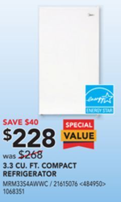 Lowe's Midea 3.3 cu. ft. compact refrigerator offer