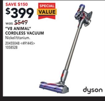 Lowe's Dyson "v8 animal" cordless vacuum offer