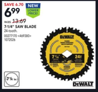 Lowe's Dewalt 7-1/4" saw blade offer