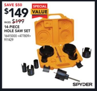 Lowe's Spyder 14-piece hole saw set offer