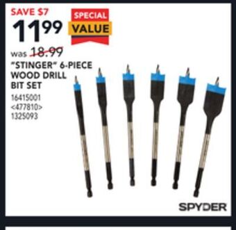 Lowe's Spyder "stinger" 6-piece wood drill bit set offer