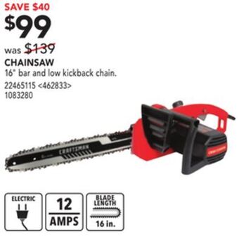 Lowe's Craftsman chainsaw offer