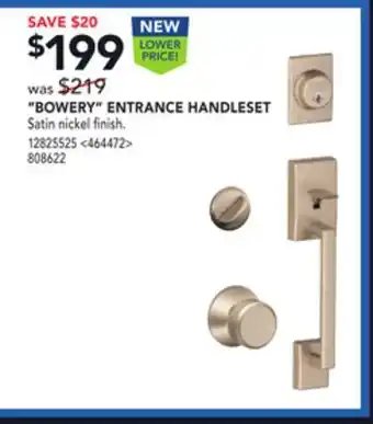 Lowe's Schlage "bowery" entrance handleset offer