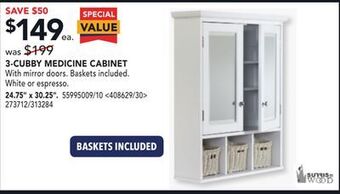 Lowe's Allen + roth 3-cubby medicine cabinet, 24.75" x 30.25" offer