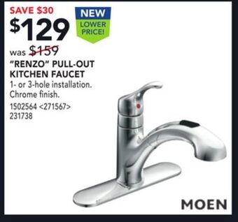 Lowe's Moen "renzo" pull-out kitchen faucet offer