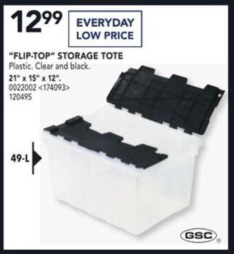 Lowe's Gsc "flip-top" storage tote 21" x 15" x 12" offer