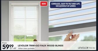 Lowe's Levolor trim+go faux wood blinds offer