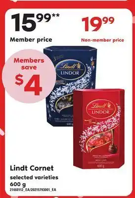 Loblaws Lindt cornet, 600 g offer
