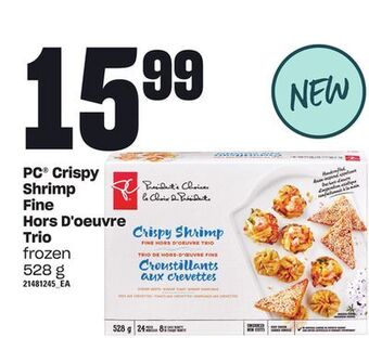 Loblaws Pc® crispy shrimp fine hors d'oeuvre trio, 528 g offer