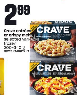 Loblaws Crave entrées or crispy melts, 200-340 g offer