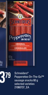 Loblaws Schneiders® pepperettes on-the-go™ sausage snacks, 60 g offer