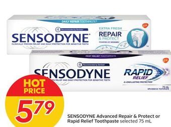 Sobeys Sensodyne advanced repair & protect or rapid relief toothpaste offer