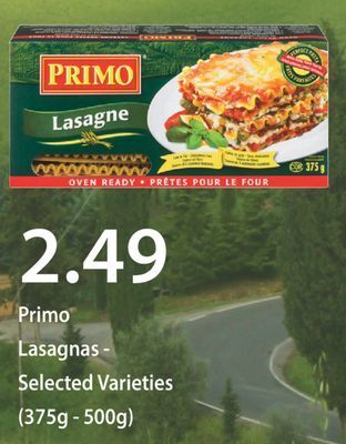 Fortinos Primo lasagnas, 375g - 500g offer