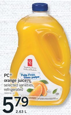Fortinos Pc® orange juice, 2.63 l offer