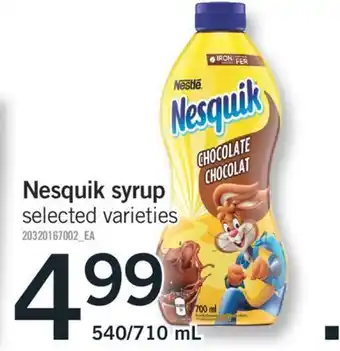 Fortinos Nesquik syrup, 540/710 ml offer