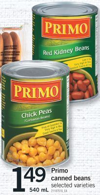 Fortinos Primo canned beans, 540 ml offer