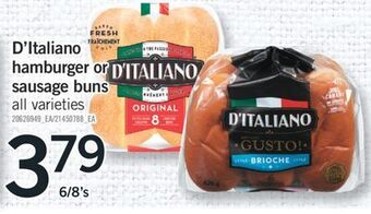 Fortinos D'italiano hamburger or sausage buns, 6/8's offer