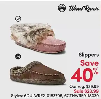 Mark's Wind river slippers offer