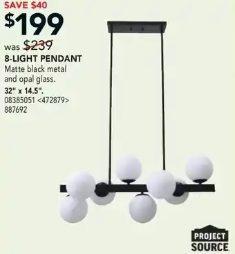 Lowe's Project source 8-light pendant offer