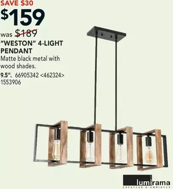 Lowe's Lumirama "weston" 4-light pendant offer