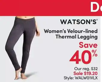 Mark's Watson's women's velour-lined thermal legging offer