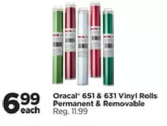 Michaels Oracal 651 & 631 vinyl rolls permanent & removable offer