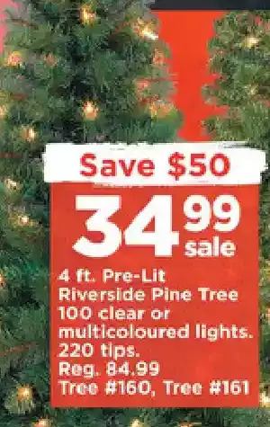 Michaels 4 ft. pre-lit riverside pine tree 100 clear or multicoloured lights offer