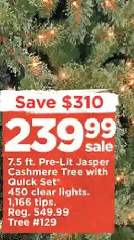 Michaels 7.5 ft. pre-lit jasper cashmere tree with quick set offer