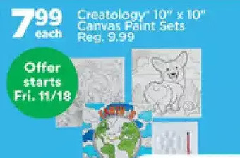 Michaels Creatology 10" x 10" canvas paint sets offer