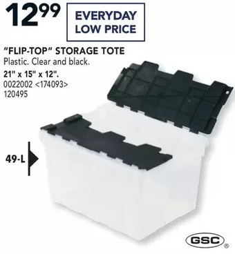 Lowe's Gsc "flip-top" storage tote offer