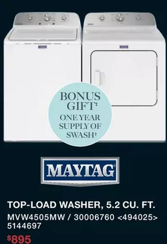 Lowe's Maytag top-load washer, 5.2 cu. ft. offer