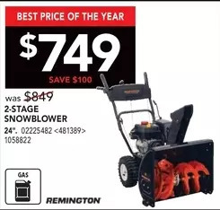 Lowe's Remington 2-stage snowblower offer