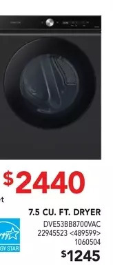 Lowe's 7.5 cu. ft. dryer offer